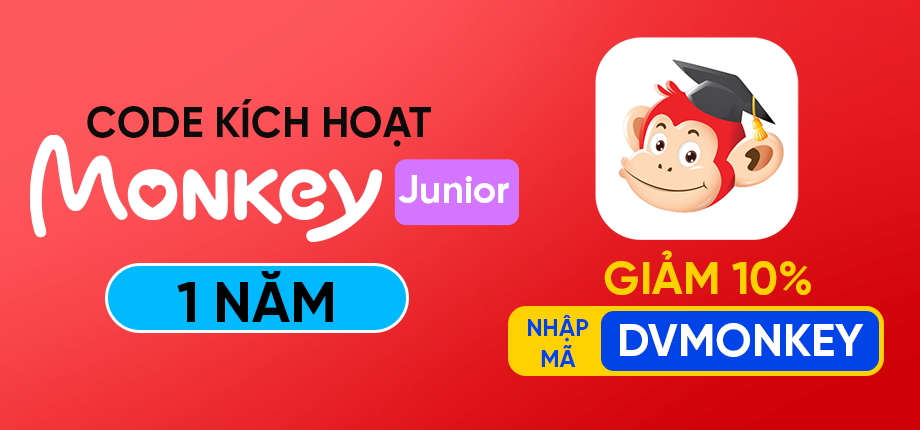 Monkey Junior 1 năm - Code kích hoạt (Tặng kèm gói VMonkey 3 tháng)