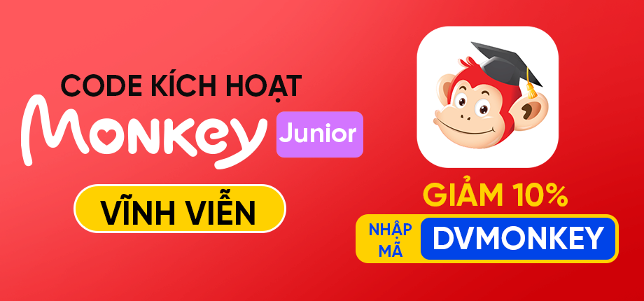 Monkey Junior Vĩnh Viễn - Code kích hoạt (Tặng kèm gói VMonkey 6 tháng)