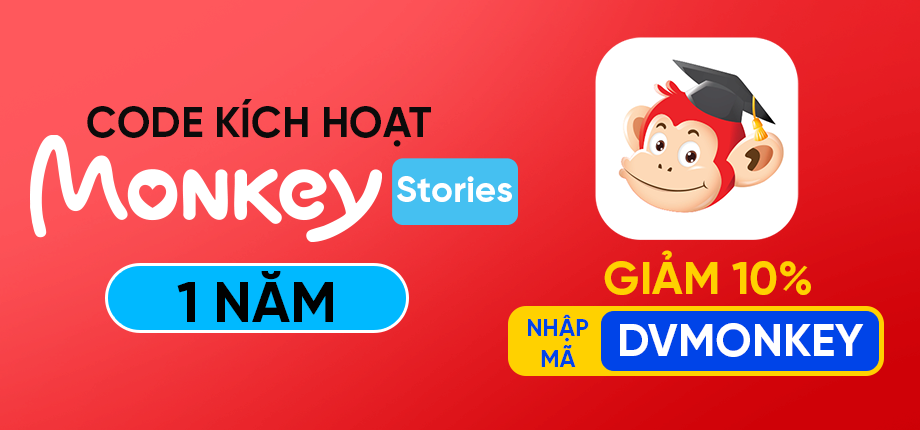 Monkey Stories 1 năm - Code kích hoạt (Tặng kèm bộ Monkey Math 3 tháng)