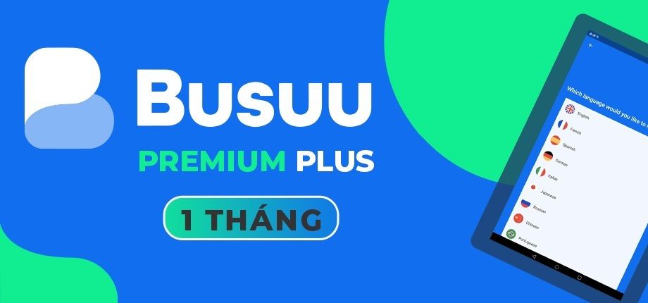Tài khoản học ngoại ngữ Busuu Premium Plus 1 Tháng