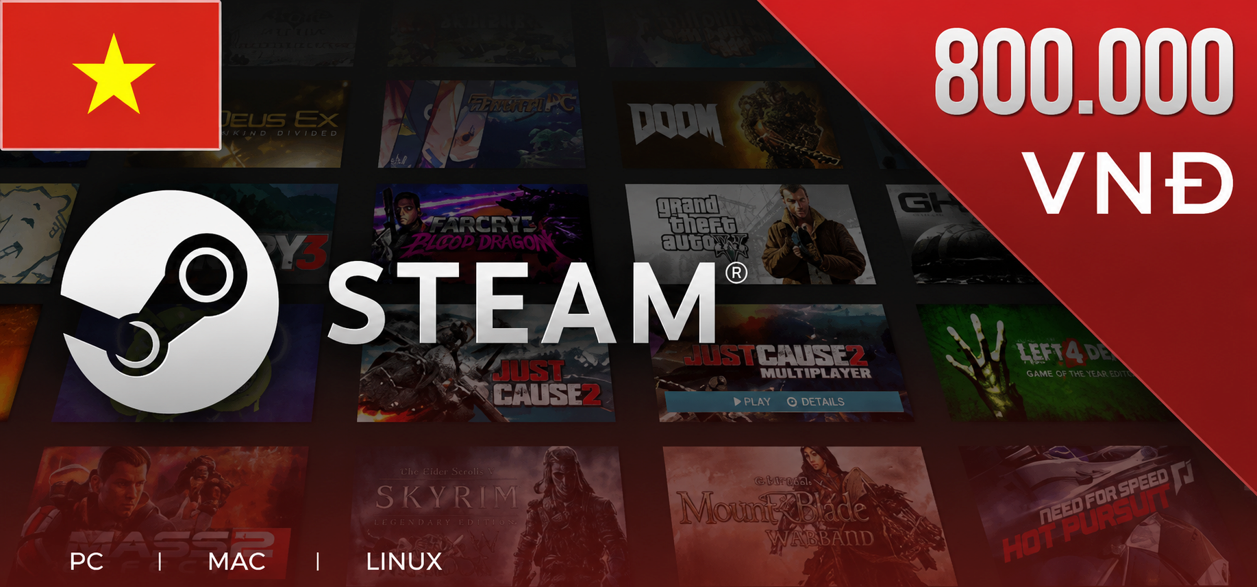 Steam Wallet Code 800.000 VNĐ