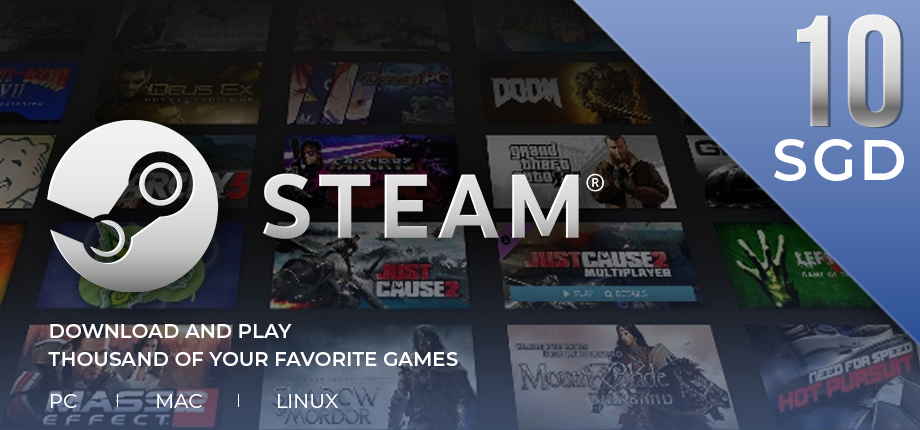 Steam Wallet Code 10 SGD (~202.050 VNĐ)