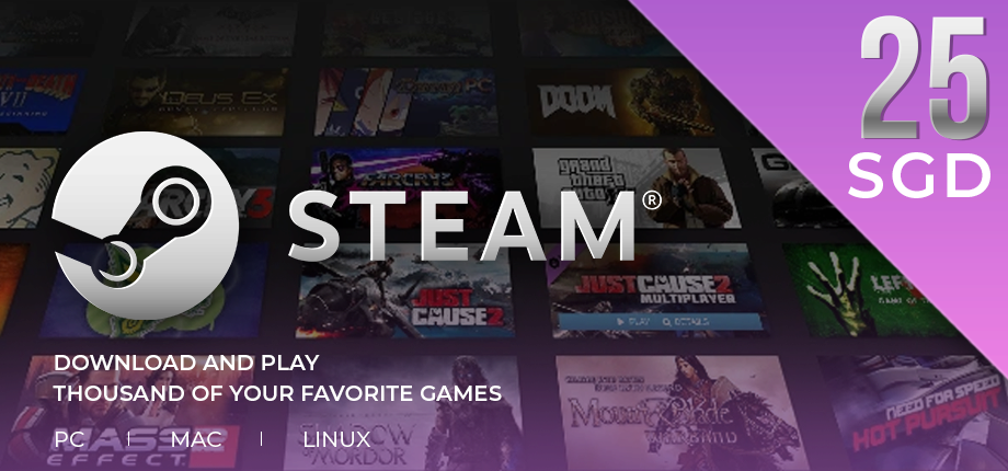 Steam Wallet Code 25 SGD (~505.125 VNĐ)