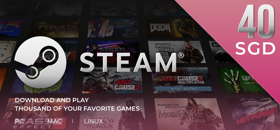 Steam Wallet Code 40 SGD (~808.200 VNĐ)