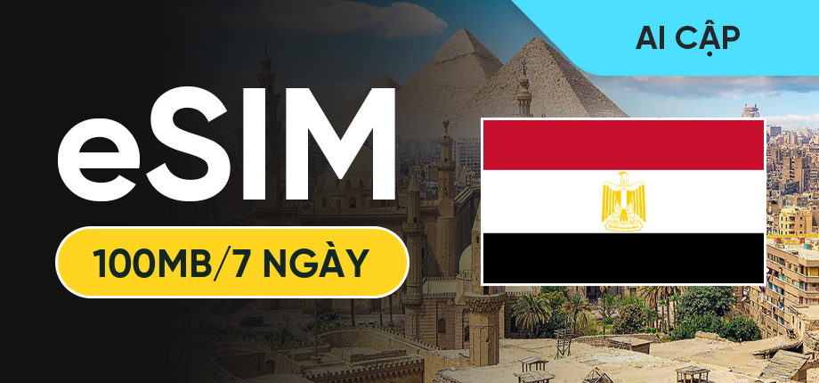 eSIM Data Du Lịch Ai Cập - 100MB/7 Ngày