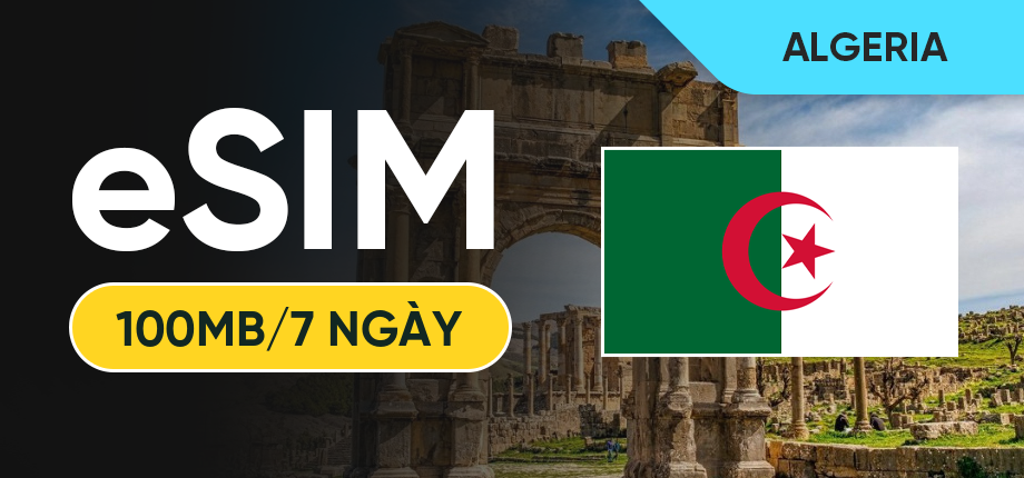 eSIM Data Du Lịch Algeria - 100MB/7 Ngày