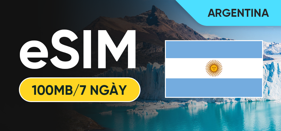 eSIM Data Du Lịch Argentina - 100MB/7 Ngày