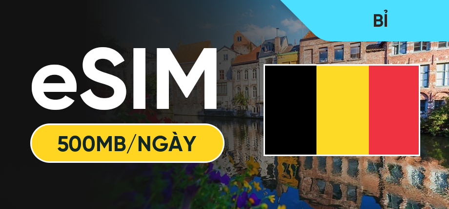 eSIM Data Du Lịch Bỉ - 500MB/Ngày