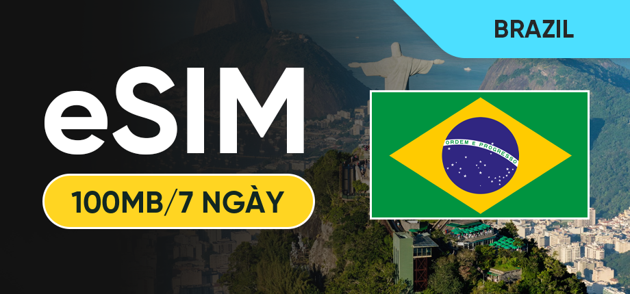 eSIM Data Du Lịch Brazil - 100MB/7 Ngày