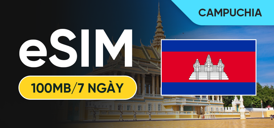 eSIM Data Du Lịch Campuchia - 100MB/7 Ngày
