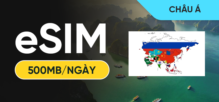 eSIM Data Du Lịch Châu Á (7 nước) - 500MB/Ngày