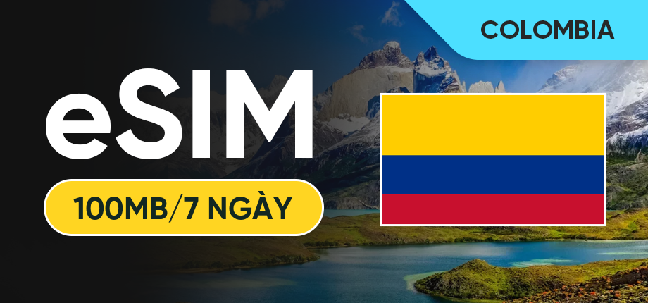 eSIM Data Du Lịch Colombia - 100MB/7 Ngày