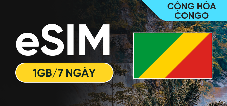 eSIM Data Du Lịch Cộng hòa Congo - 1GB/7 Ngày