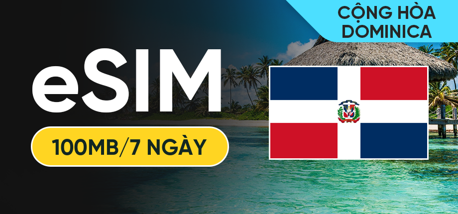 eSIM Data Du Lịch Cộng hòa Dominica - 100MB/7 Ngày