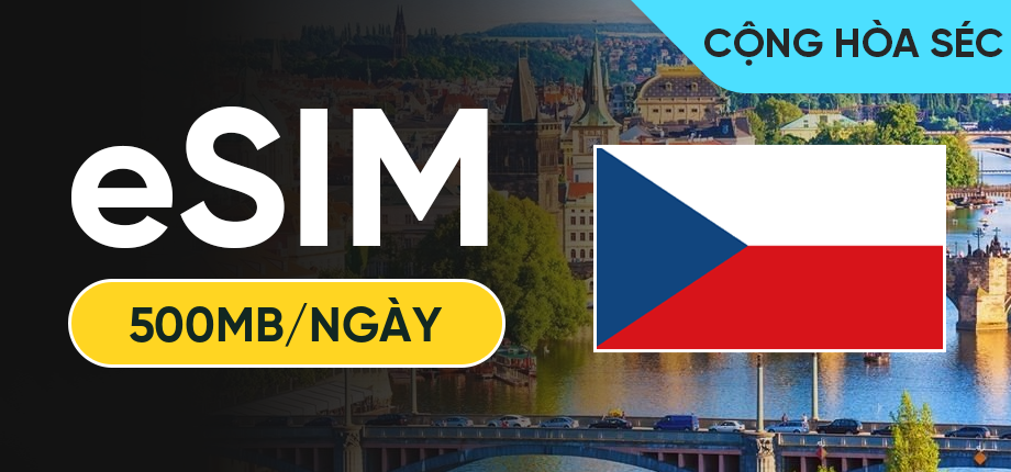 eSIM Data Du Lịch Cộng hòa Séc - 500MB/Ngày