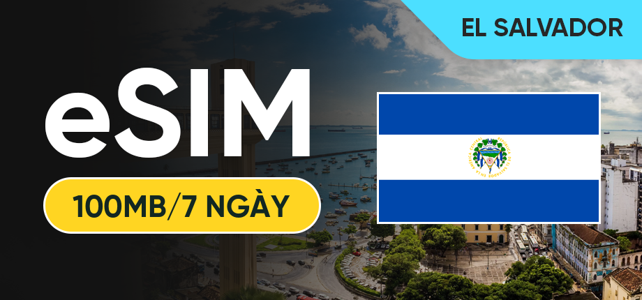 eSIM Data Du Lịch El Salvador - 100MB/7 Ngày