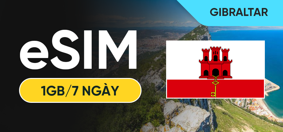 eSIM Data Du Lịch Gibraltar - 1GB/7 Ngày