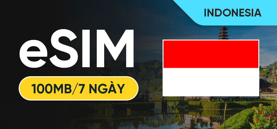 eSIM Data Du Lịch Indonesia - 100MB/7 Ngày