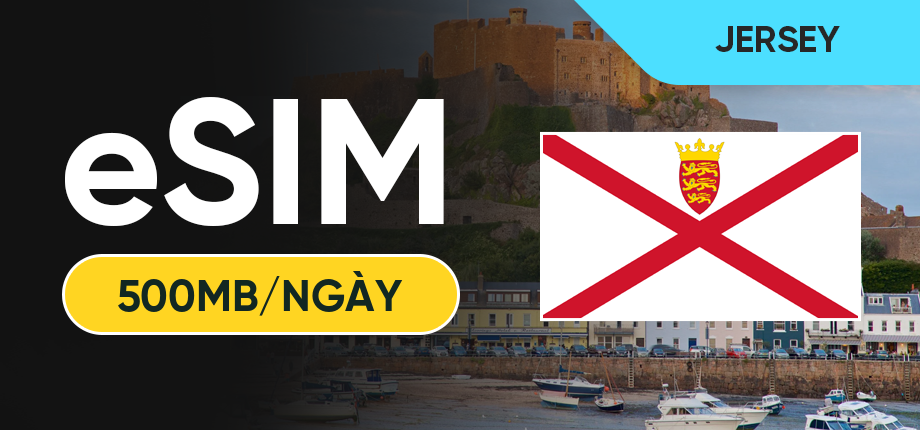 eSIM Data Du Lịch Jersey - 500MB/Ngày