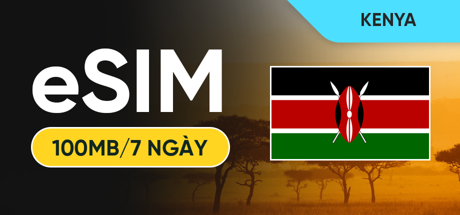 eSIM Data Du Lịch Kenya - 100MB/7 Ngày