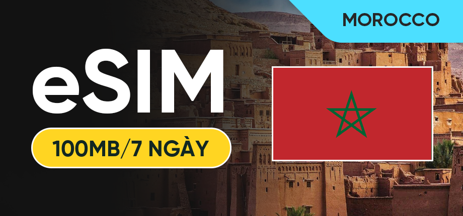 eSIM Data Du Lịch Ma Rốc (Maroc) - 100MB/7 Ngày
