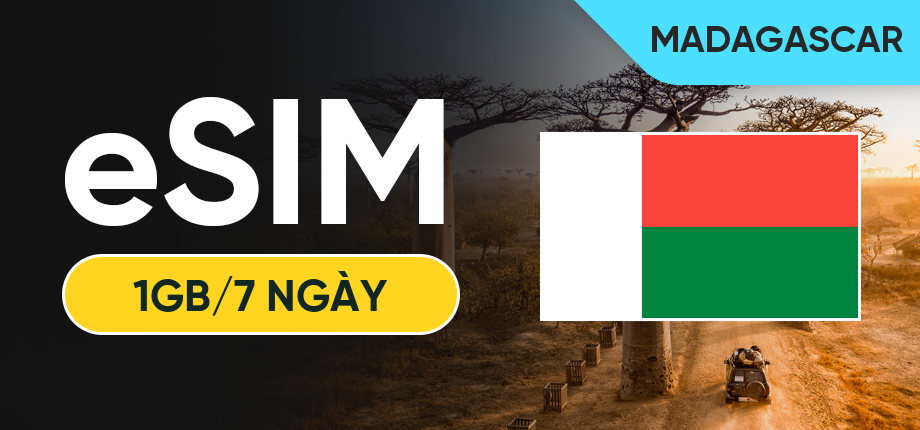 eSIM Data Du Lịch Madagascar - 1GB/7 Ngày