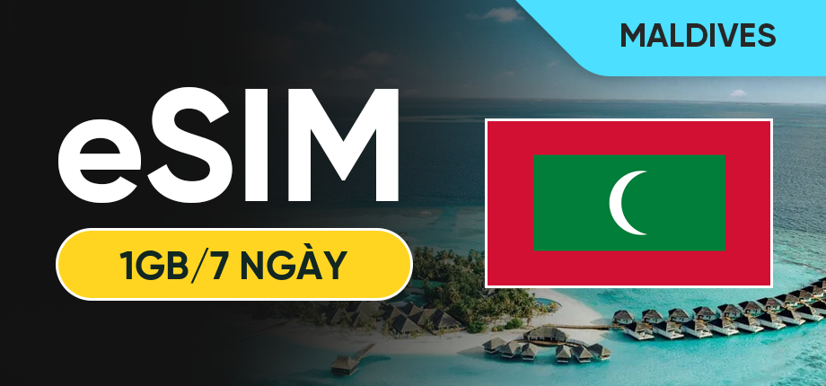 eSIM Data Du Lịch Maldives - 1GB/7 Ngày