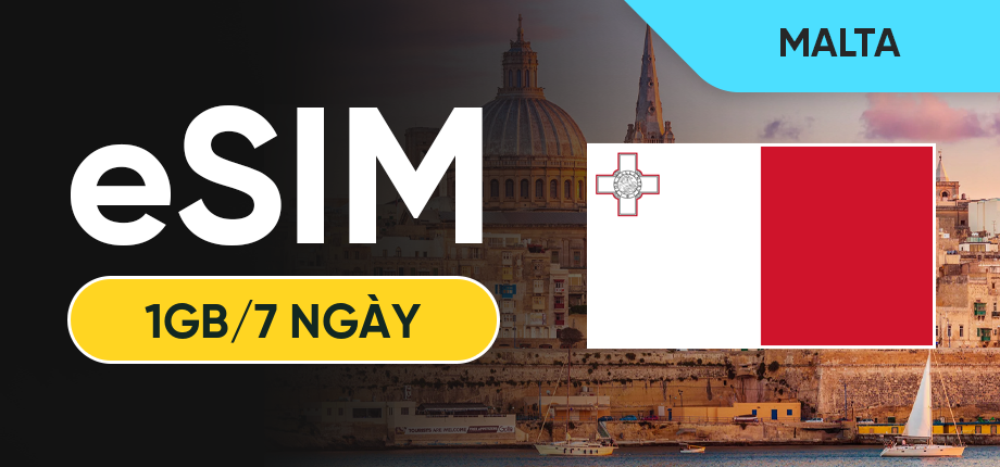 eSIM Data Du Lịch Malta - 1GB/7 Ngày