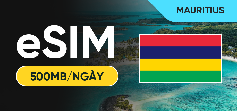 eSIM Data Du Lịch Mauritius - 500MB/Ngày
