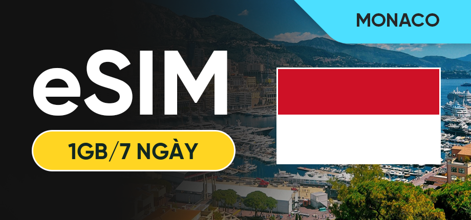 eSIM Data Du Lịch Monaco - 1GB/7 Ngày