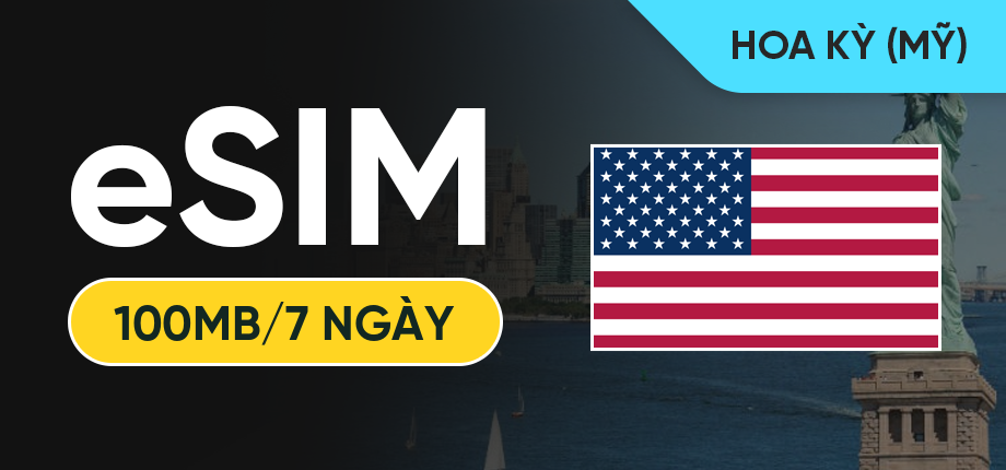 eSIM Data Du Lịch Mỹ (Hoa Kỳ) - 100MB/7 Ngày
