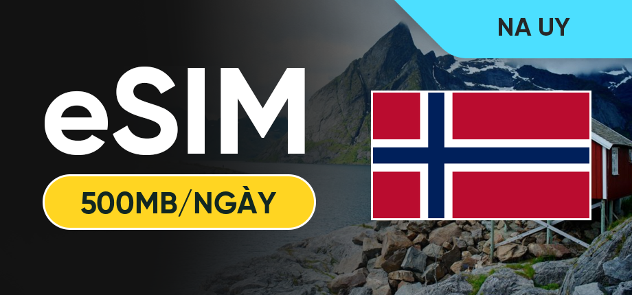 eSIM Data Du Lịch Na Uy - 500MB/Ngày