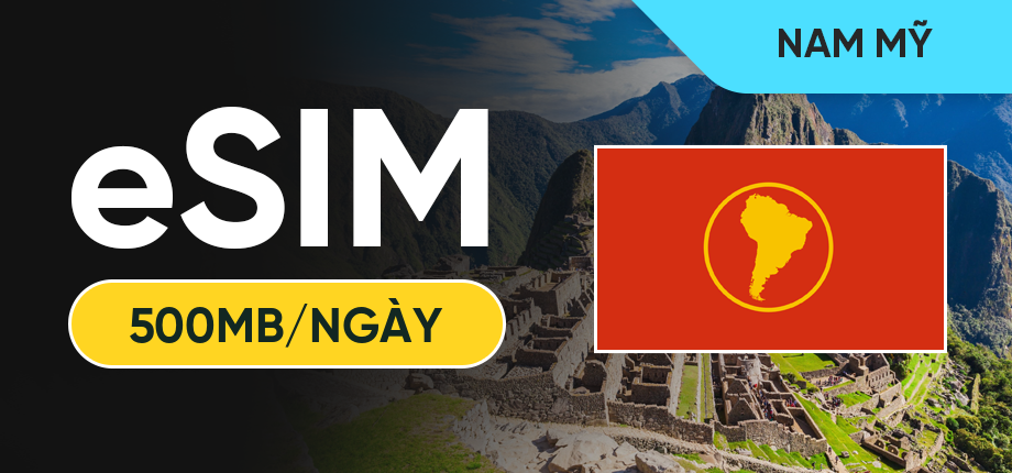 eSIM Data Du Lịch Nam Mỹ (3 nước) - 500MB/Ngày