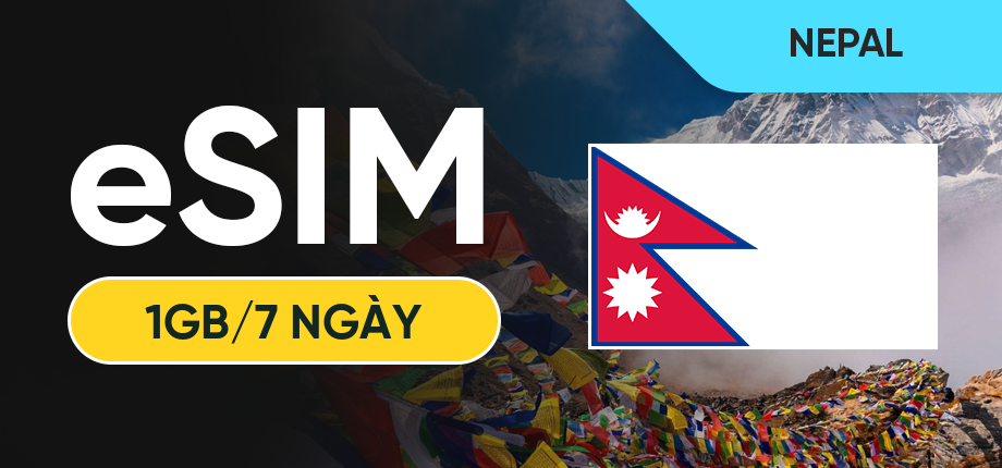 eSIM Data Du Lịch Nepal - 1GB/7 Ngày