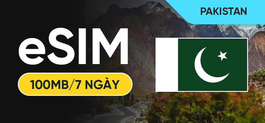eSIM Data Du Lịch Pakistan - 100MB/7 Ngày