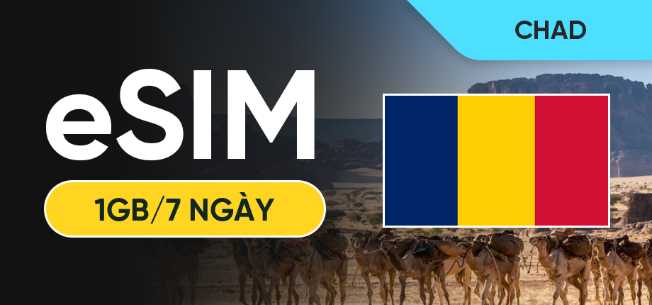 eSIM Data Du Lịch Sát (Tchad) - 1GB/7 Ngày