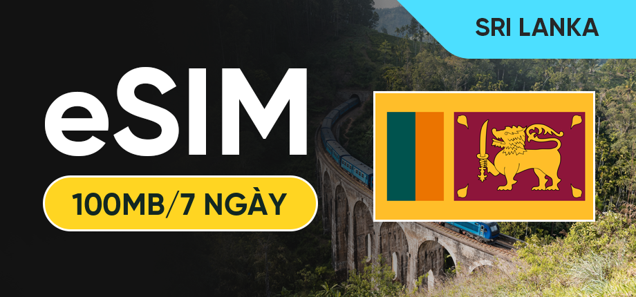 eSIM Data Du Lịch Sri Lanka - 100MB/7 Ngày
