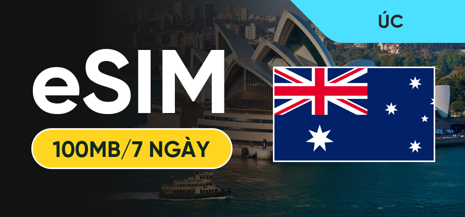 eSIM Data Du Lịch Úc - 100MB/7 Ngày