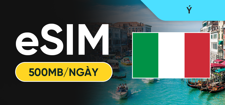 eSIM Data Du Lịch Ý - 500MB/Ngày