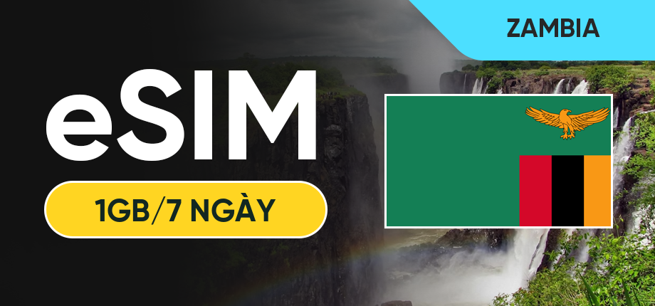 eSIM Data Du Lịch Zambia - 1GB/7 Ngày