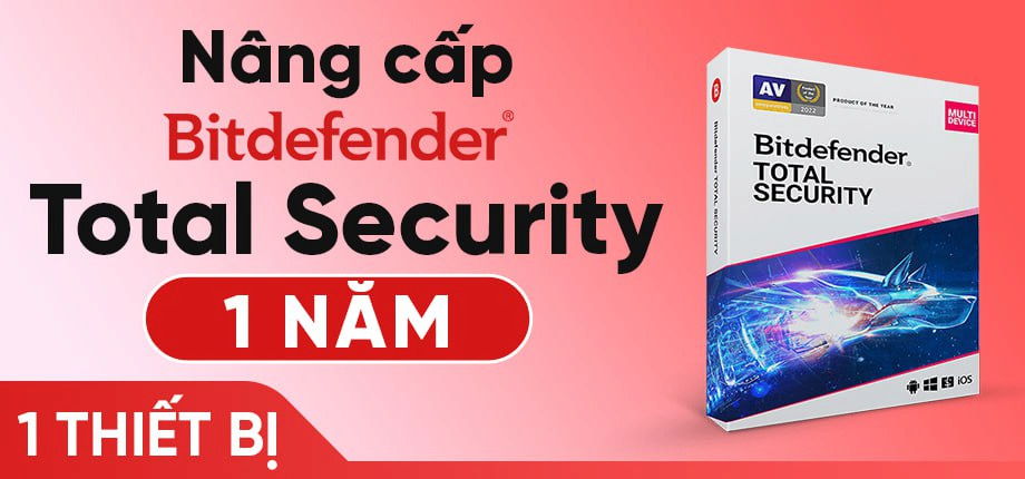 Bitdefender Total Security 1 năm 1 thiết bị - Nâng cấp chính chủ